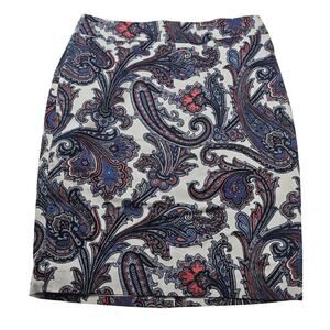 Ann Taylor 2P 2 PETITE Straight Skirt Zippered Back Black, Pink, White Paisley